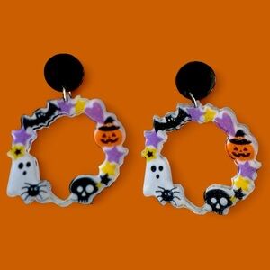 Halloween Ghost Spooky Acrylic Dangle Earrings!